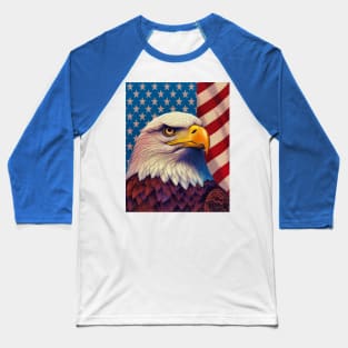 USA America Fourth of July Op Art Bald Eagle July 4th Baseball T-Shirt